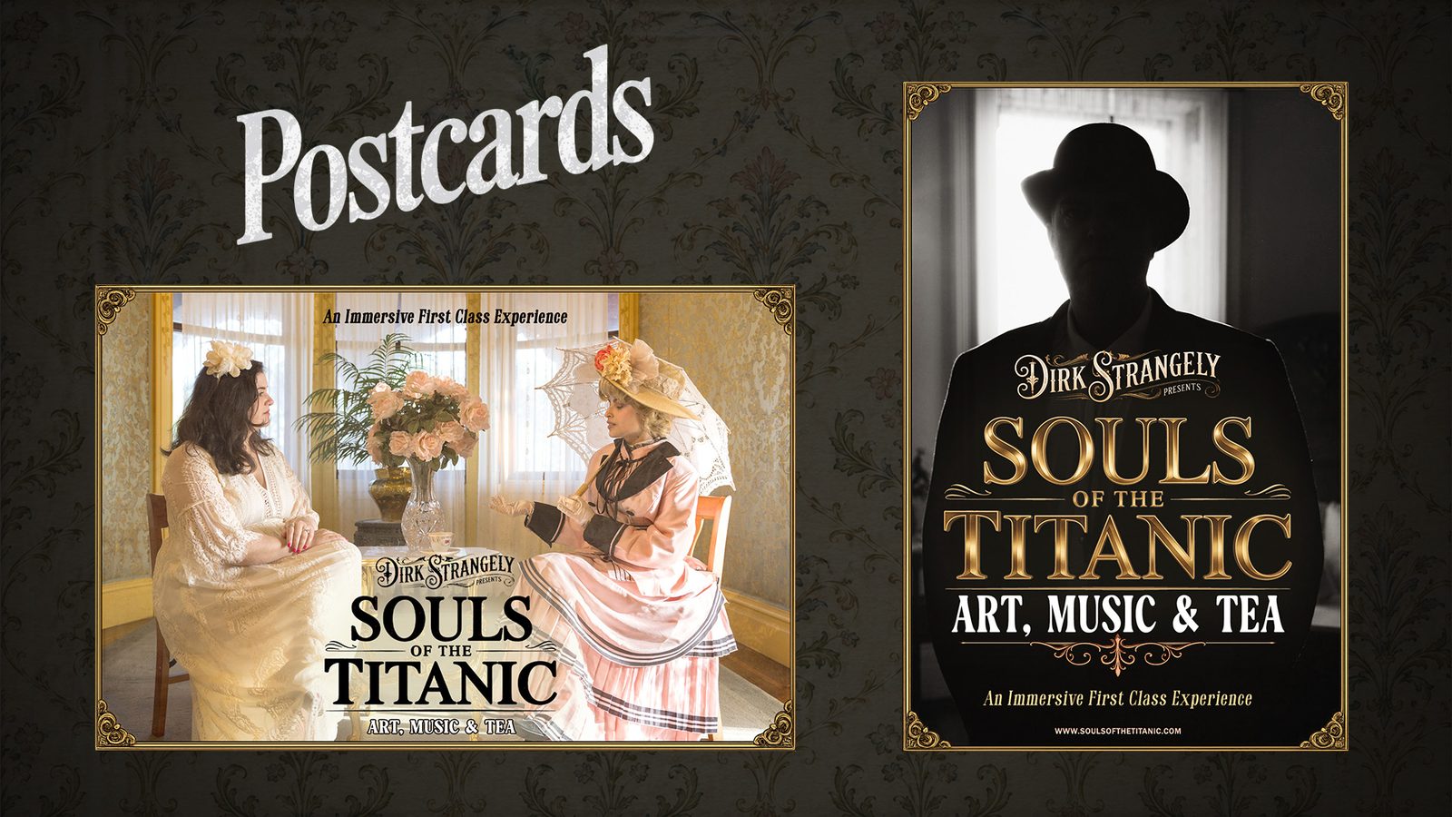 The two Souls of the Titanic postcard designs